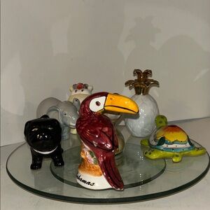 6 Vintage Colorful Ceramic single shakers Figurine